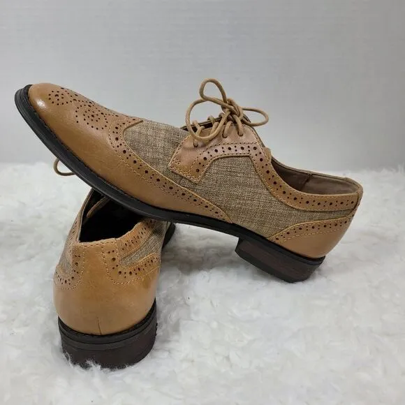 Vionic 505 Roth Derby Shoes Men's Size 9  Tan Toe Wingtip Orthoheel Technology