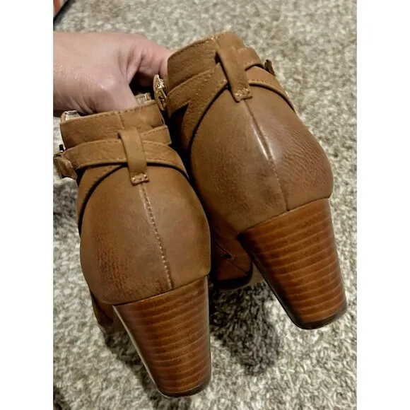 Vionic Ankle Boots Womens 8 Brown Upton Side Zip Almond Toe Casual Leather