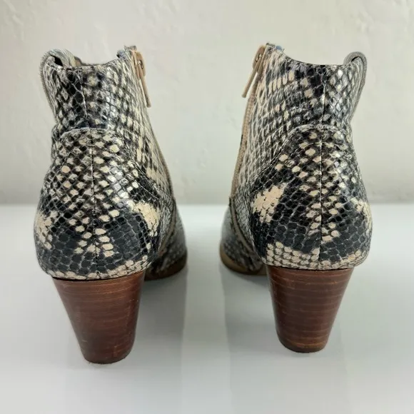 Vionic Boots Ankle Upright Windom Snake Skin‎ Print Western Leather Side Zip Tan