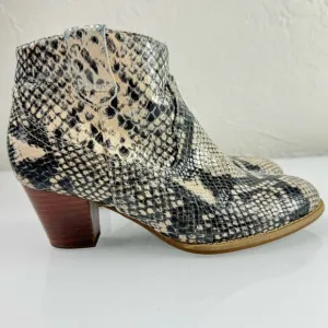 Vionic Boots Ankle Upright Windom Snake Skin‎ Print Western Leather Side Zip Tan