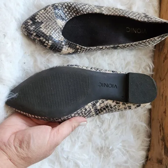 Vionic caballo comfort ballet slippers snake skin