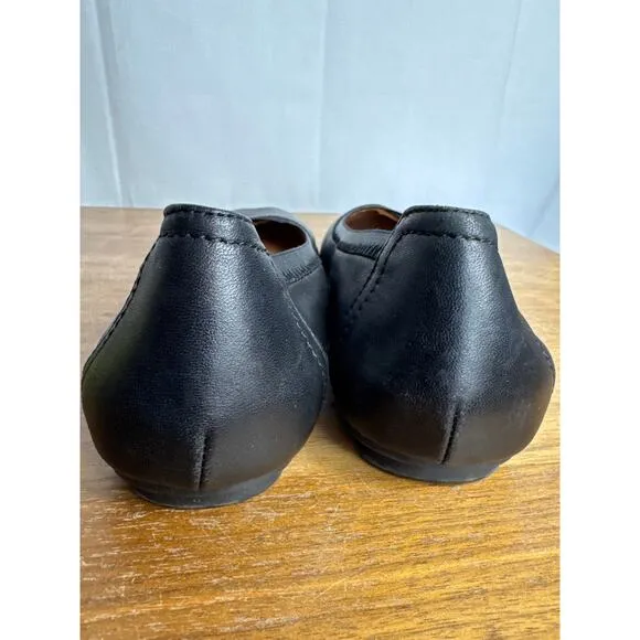 Vionic Caroll Black Leather Shoes Women's 7 Ballet Flats Round Toe Arch Support