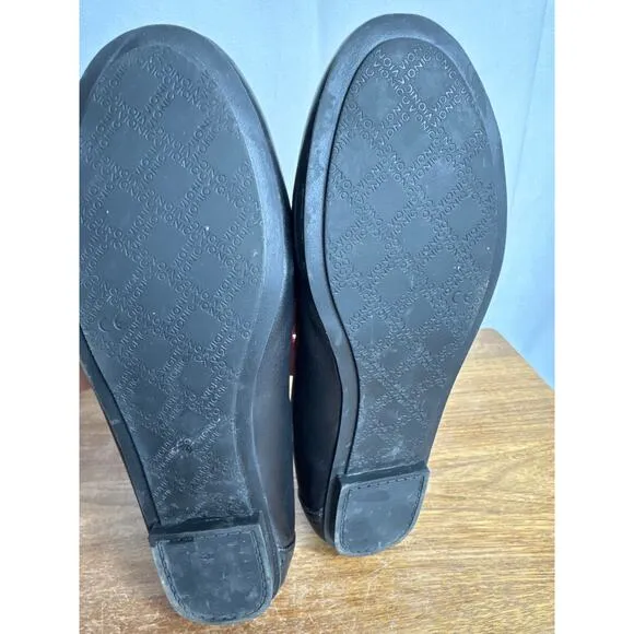 Vionic Caroll Black Leather Shoes Women's 7 Ballet Flats Round Toe Arch Support