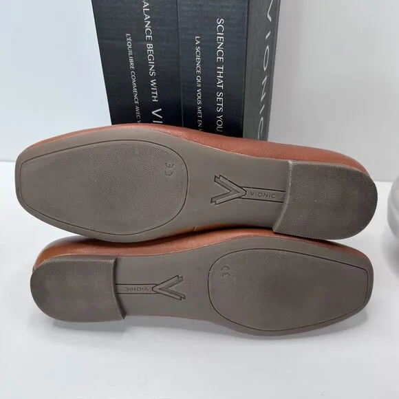 Vionic Hayes Skimmers Leather Loafer Flats Tan J0816L4201 Women's 9.5M Comfort