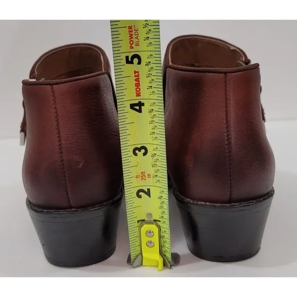Vionic Jolene Leather Mocha Distressed Side Zip Women Ankle Booties Sz.6.5