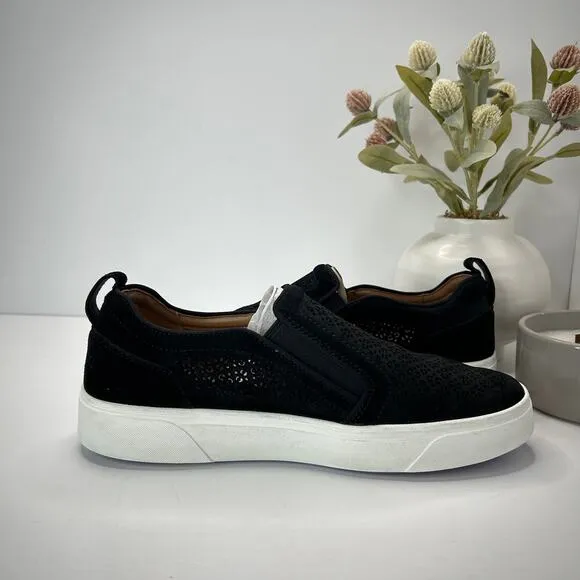 Vionic Kimmie Perf Loafer Slip On Shoes Perforated Suede Black Women's 9.5 NWOB