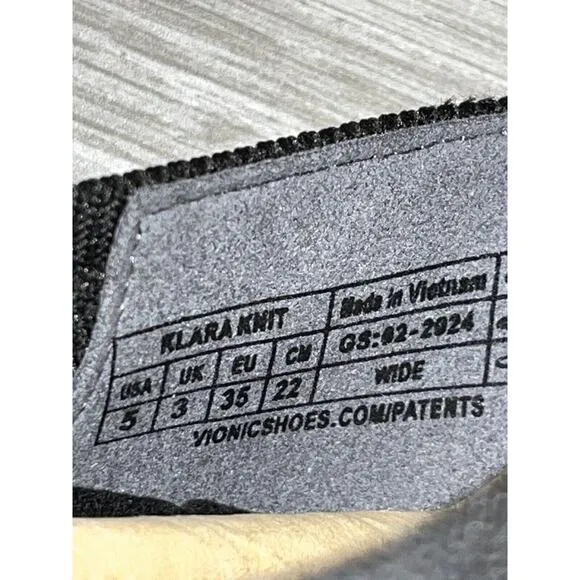 Vionic Klara Knit Ballerina Comfort Skimmer Black Flats - Women 5 Wide