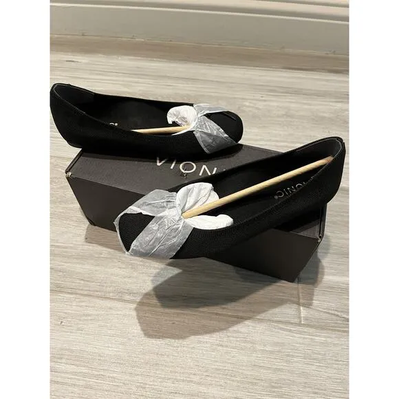 Vionic Klara Knit Ballerina Comfort Skimmer Black Flats - Women 5 Wide