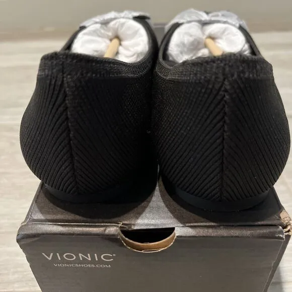 Vionic Klara Knit Ballerina Comfort Skimmer Black Flats - Women 5 Wide