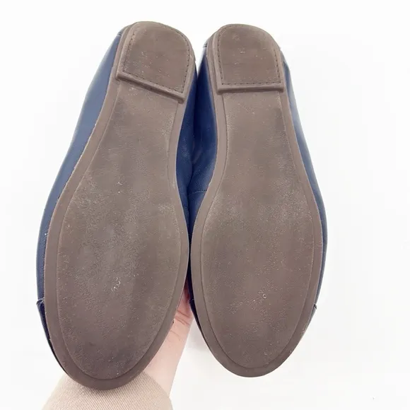 Vionic Minna Navy Blue Ballet Flats with Bow and Patent Leather Cap Toe Size 9.5