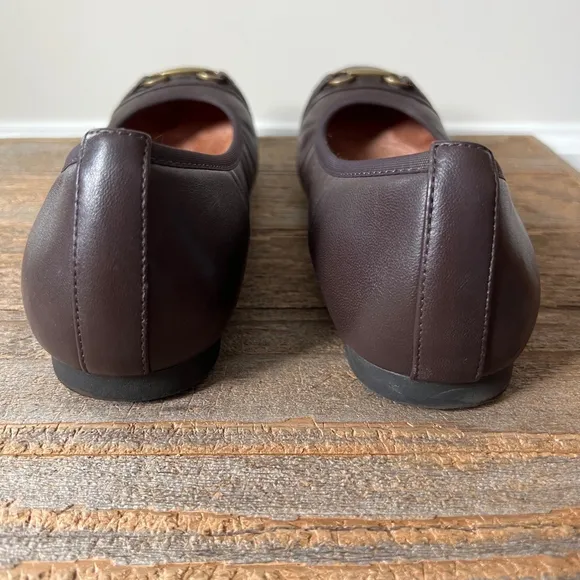 Vionic Shoes Womens 8.5 Brown Leather Delanie Ballet Flats Comfort Slip Ons