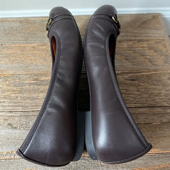 Vionic Shoes Womens 8.5 Brown Leather Delanie Ballet Flats Comfort Slip Ons