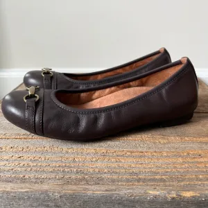 Vionic Shoes Womens 8.5 Brown Leather Delanie Ballet Flats Comfort Slip Ons