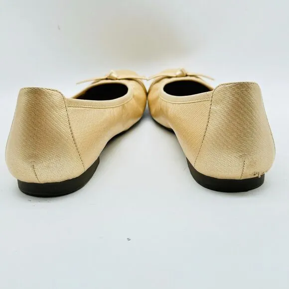 Vionic Shoes Womens 8.5 Gold Tan Ballet Flats Amorie Casual Comfort Slip On