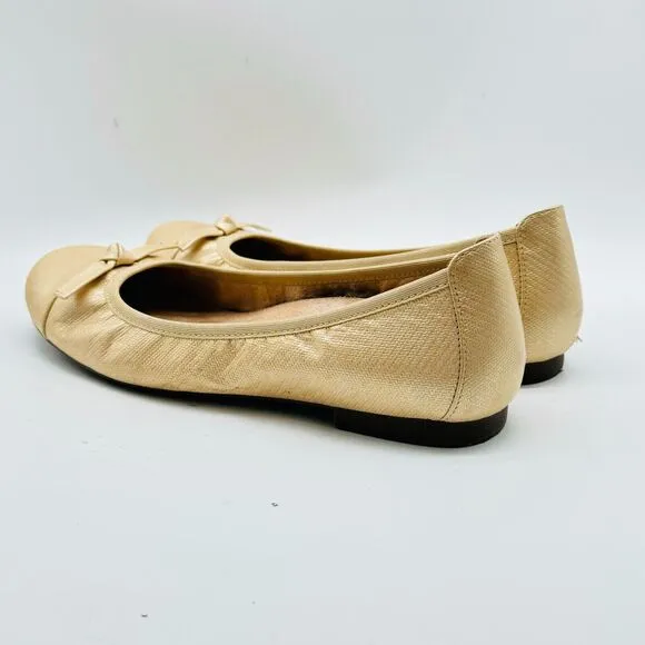 Vionic Shoes Womens 8.5 Gold Tan Ballet Flats Amorie Casual Comfort Slip On