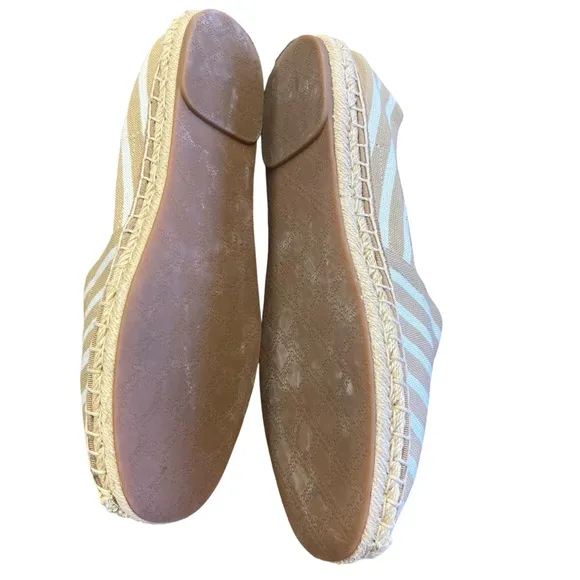 VIONIC Tan and White Espadrille Shoes Sz 11 Nautical Fisherman Coastal Slip On