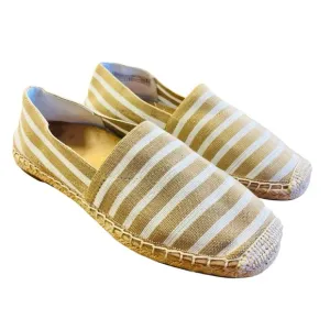 VIONIC Tan and White Espadrille Shoes Sz 11 Nautical Fisherman Coastal Slip On