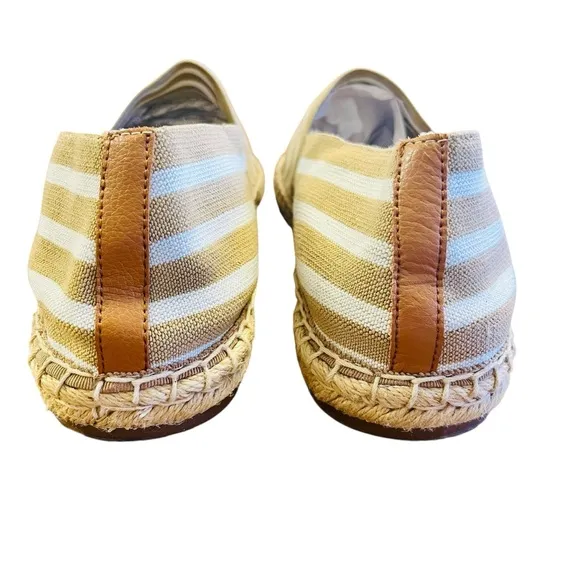 VIONIC Tan and White Espadrille Shoes Sz 11 Nautical Fisherman Coastal Slip On