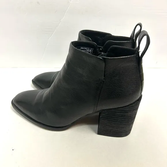 Vionic WOMENS ankle boots 7 Lyssa black leather side zip block heel square toe