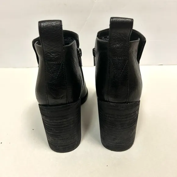 Vionic WOMENS ankle boots 7 Lyssa black leather side zip block heel square toe