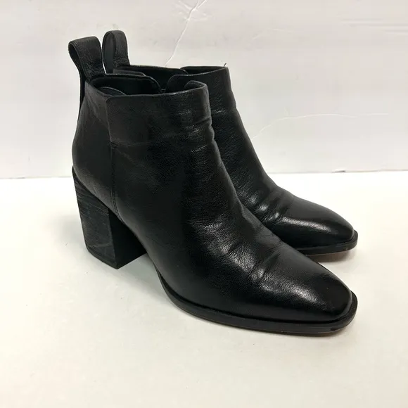 Vionic WOMENS ankle boots 7 Lyssa black leather side zip block heel square toe