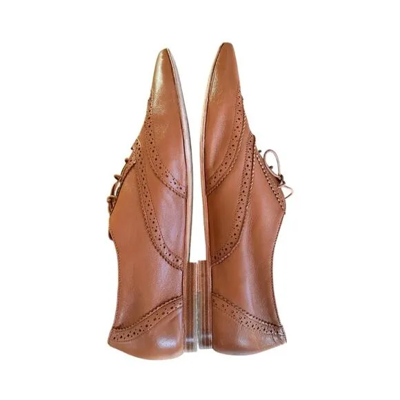 Vivace Lace-Up Oxford Flats – Tan – Size EU 41 / US 10 – EUC