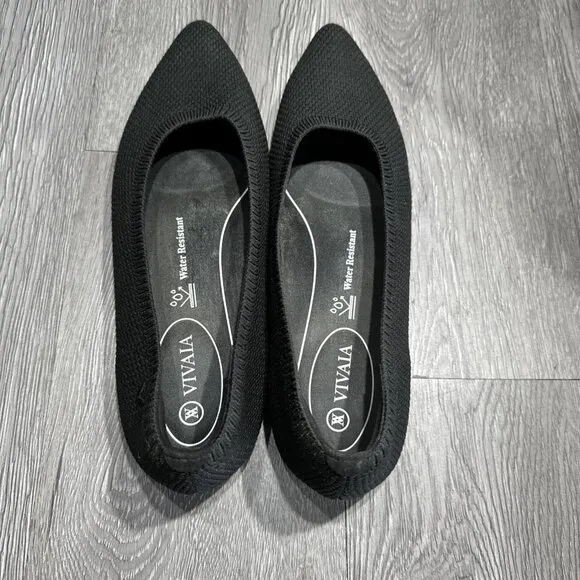 VIVAIA Aria 5 Pointed Toe Ballet Black Flats in Nutmeg Water Resistant 39