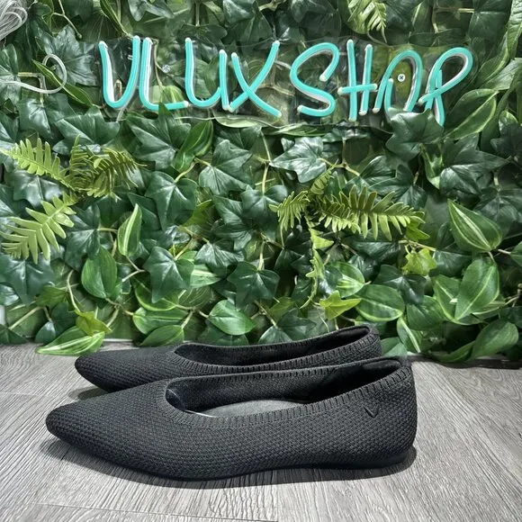 VIVAIA Aria 5 Pointed Toe Ballet Black Flats in Nutmeg Water Resistant 39
