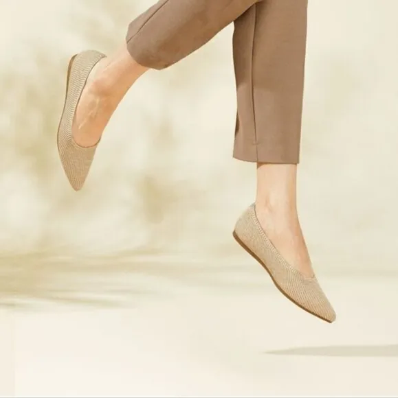 Vivaia Aria 5.0 Pointed Toe Ballet Flats In Almond Mesh - 35.5/5.5 US