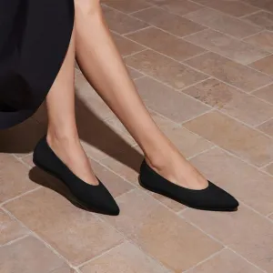 Vivaia Aria Womens Size 37.5 Solid Black Pointed-Toe Ballet Flats WORE TWICE