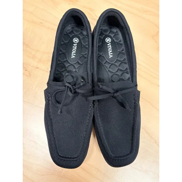 VIVAIA Jackie Square Toe Slip On Knit Loafers Comfort Casual Shoes Black Sz 42