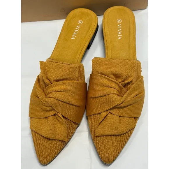 VIVAIA Pointed-Toe Knot Sandals  Mustard Yellow  size EU/40 US/9