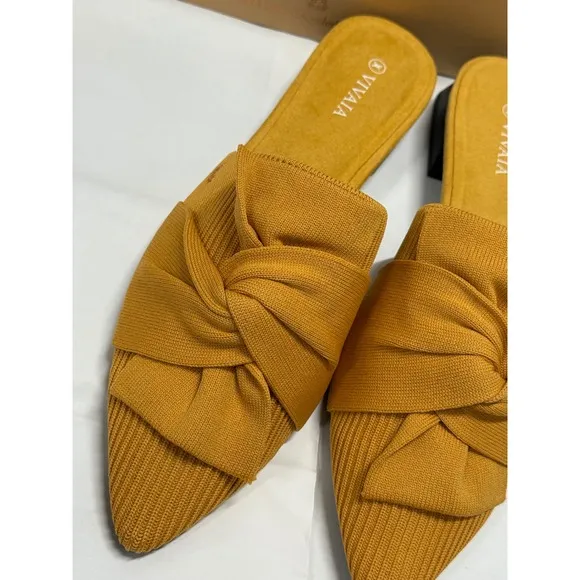VIVAIA Pointed-Toe Knot Sandals  Mustard Yellow  size EU/40 US/9