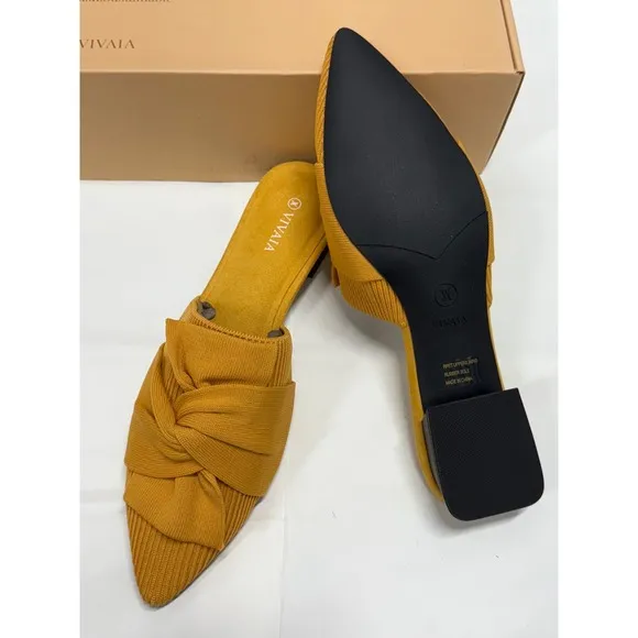 VIVAIA Pointed-Toe Knot Sandals  Mustard Yellow  size EU/40 US/9