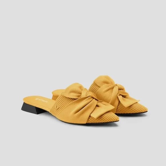 VIVAIA Pointed-Toe Knot Sandals  Mustard Yellow  size EU/40 US/9