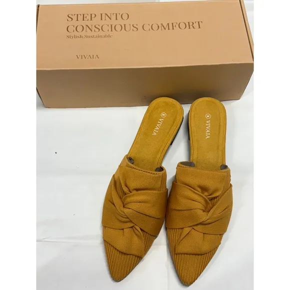 VIVAIA Pointed-Toe Knot Sandals  Mustard Yellow  size EU/40 US/9