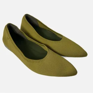 Vivaia Women’s Ballet Flats Aria 5 Pointed Toe Olive Green Recycled Material