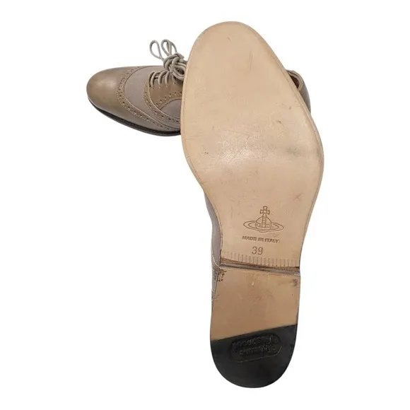 Vivienne Westwood Wing Tip Leather Brogue Oxford Derby Lace  Up Shoes Size 39