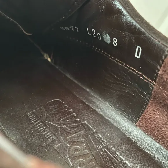 VTG 90’s Salvatore Ferragamo Brown Suede Lug Sole Square Toe Derby Shoes SZ 8D