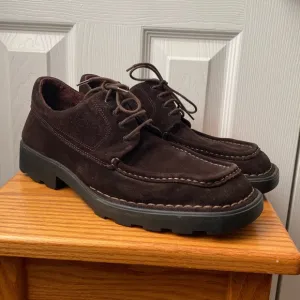 VTG 90’s Salvatore Ferragamo Brown Suede Lug Sole Square Toe Derby Shoes SZ 8D