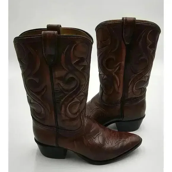 Vtg Acme Boys Size 4.5 Brown Leather Cowboy Boots