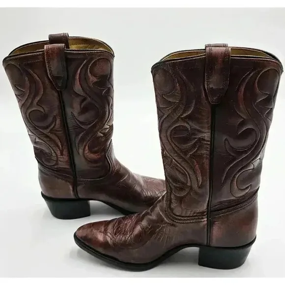 Vtg Acme Boys Size 4.5 Brown Leather Cowboy Boots