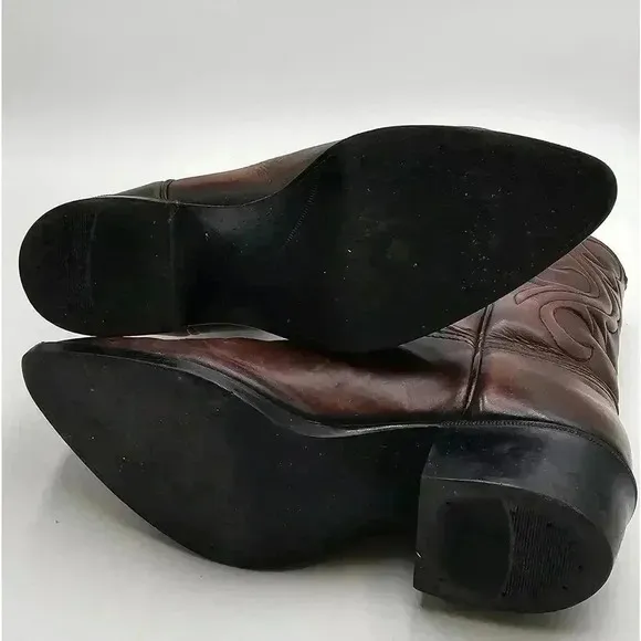 Vtg Acme Boys Size 4.5 Brown Leather Cowboy Boots