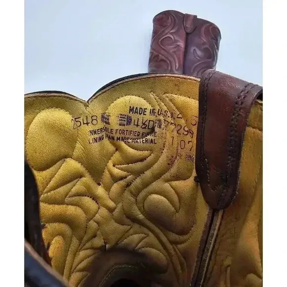 Vtg Acme Boys Size 4.5 Brown Leather Cowboy Boots