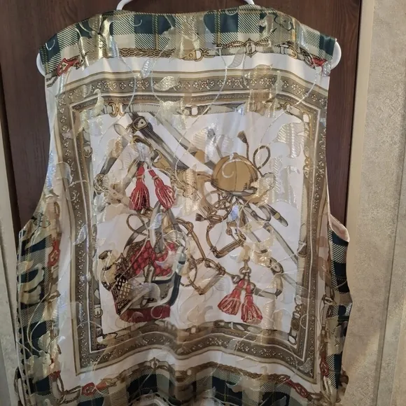 VTG Ceta Dolce Silk Vest 2XL Couture Horse Polo Derby Luxury Old Money Club Rave