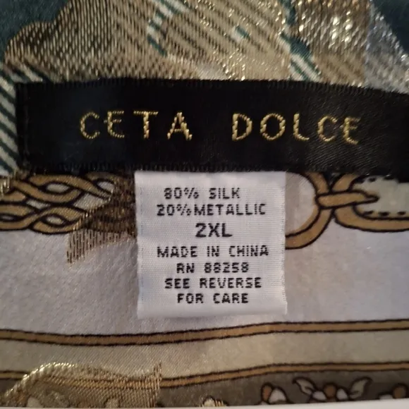 VTG Ceta Dolce Silk Vest 2XL Couture Horse Polo Derby Luxury Old Money Club Rave