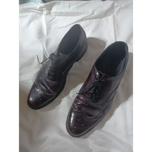 Vtg. Florsheim  Shoes 11.5 D Cordovan Brogue Leather Wing Tip‎ Mens 614716