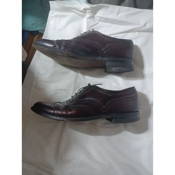 Vtg. Florsheim  Shoes 11.5 D Cordovan Brogue Leather Wing Tip‎ Mens 614716