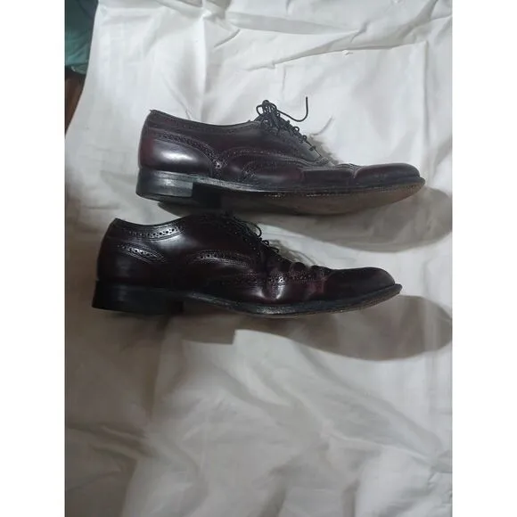 Vtg. Florsheim  Shoes 11.5 D Cordovan Brogue Leather Wing Tip‎ Mens 614716