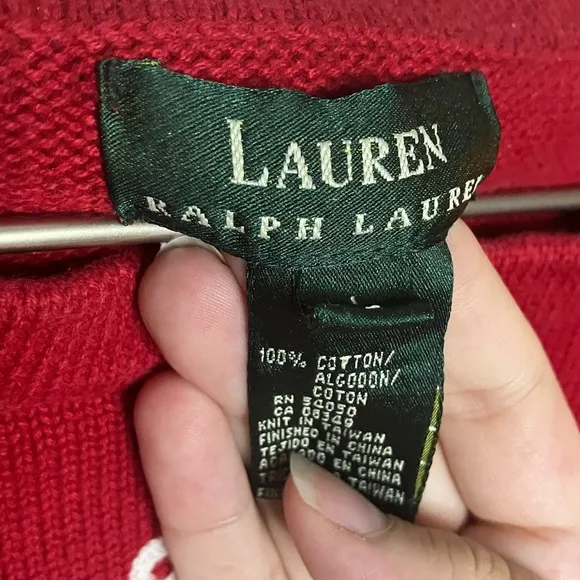 VTG Lauren Ralph Lauren Nautical Stripe Boat Neck Sweater Old Money Preppy Red L